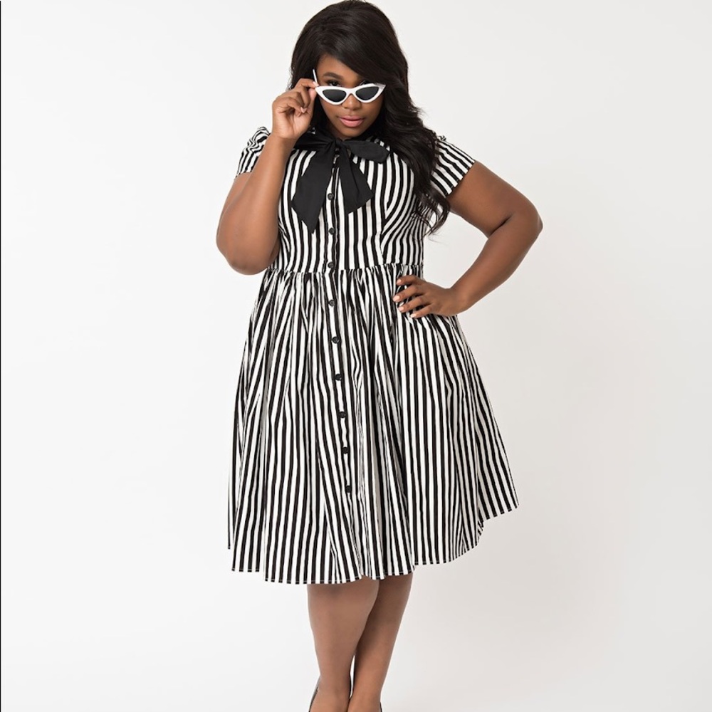 Black and white striped dress